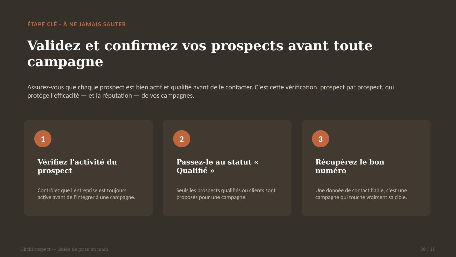 Guide ClickProspect — écran 9 sur 16