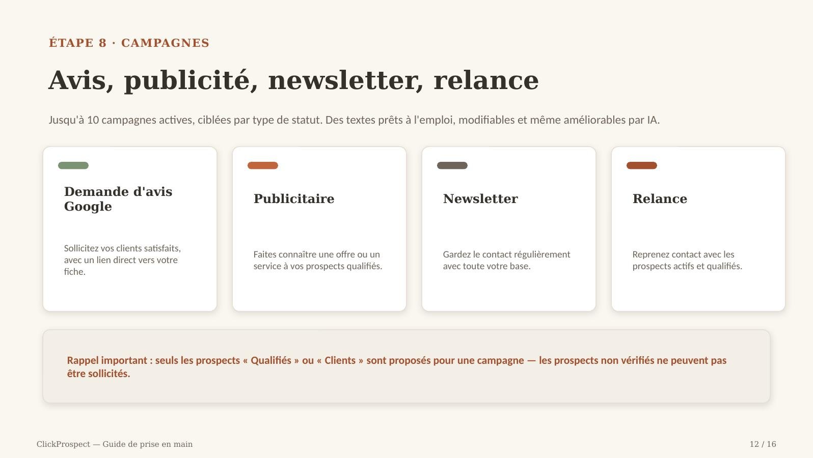 Guide ClickProspect — écran 12 sur 16