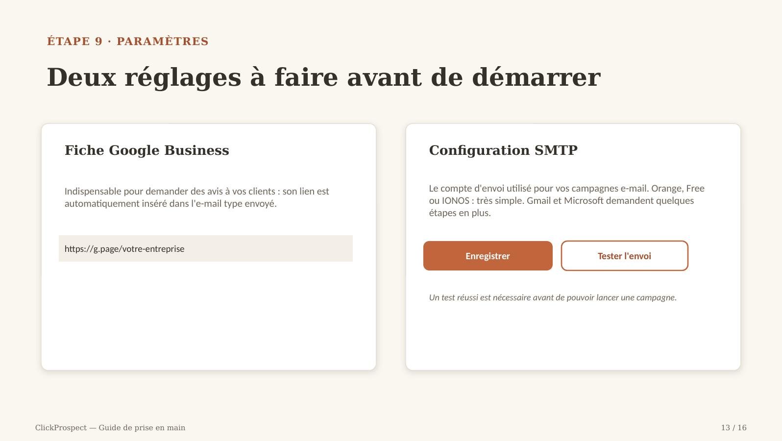 Guide ClickProspect — écran 13 sur 16